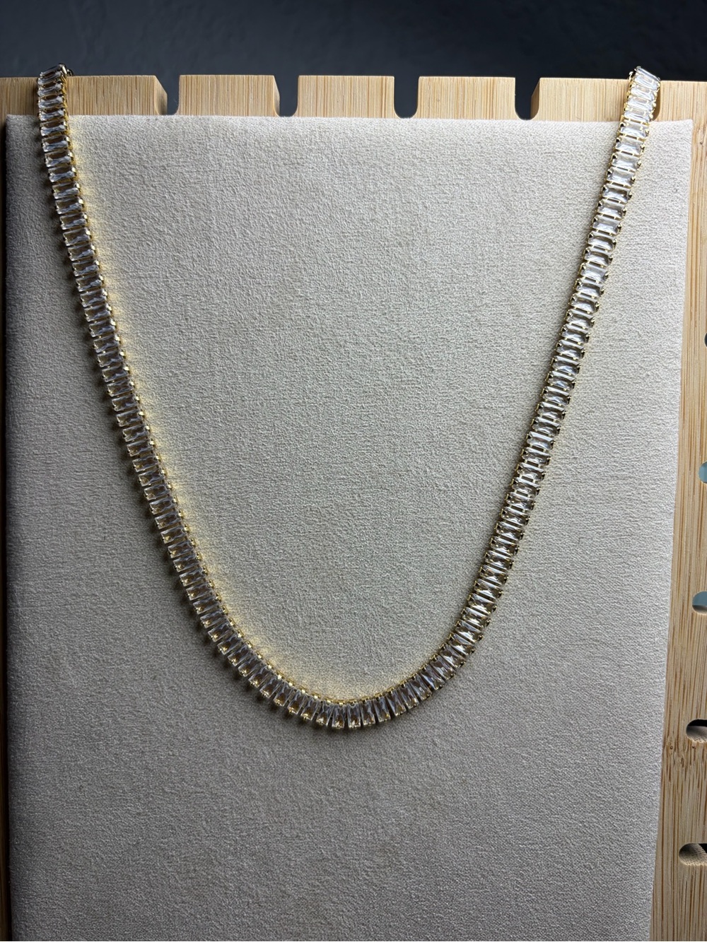 Elegant baguette CZ Tennis Necklace - Classic Clear Crystal